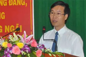 Ông Võ Văn Thưởng phát biểu tại hội nghị ở Quảng Ngãi