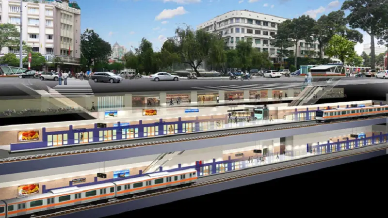 Phối cảnh Trung tâm Thương mại ngầm Bến Thành với ga metro bên dưới