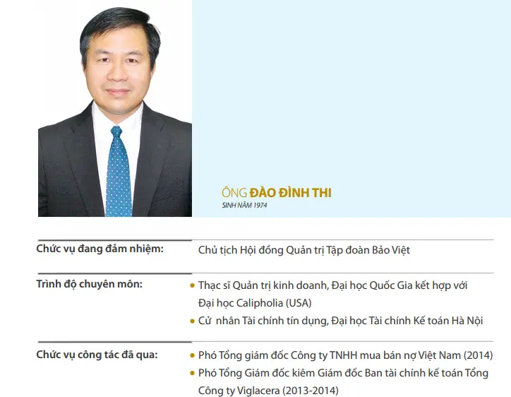 Thông tin nhân sự ông Đào Đình Thi, Chủ tịch HĐQT Tập đoàn Bảo Việt