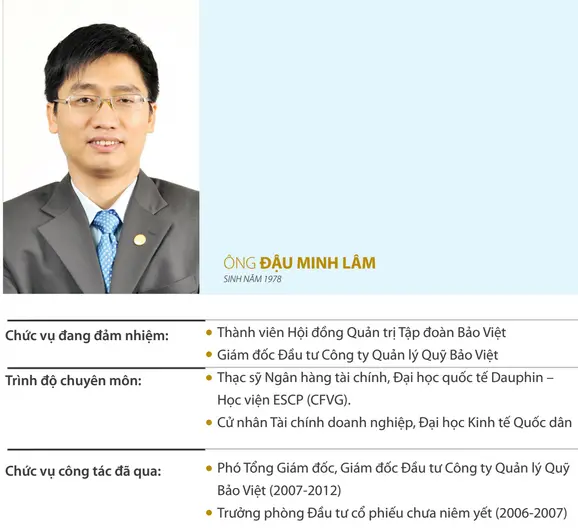 Thông tin nhân sự ông Đậu Minh Lâm, thành viên HĐQT Tập đoàn Bảo Việt