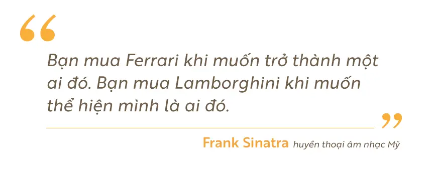 Câu nói của Frank Sinatra về Ferrari và Lamborghini trên nền trắng