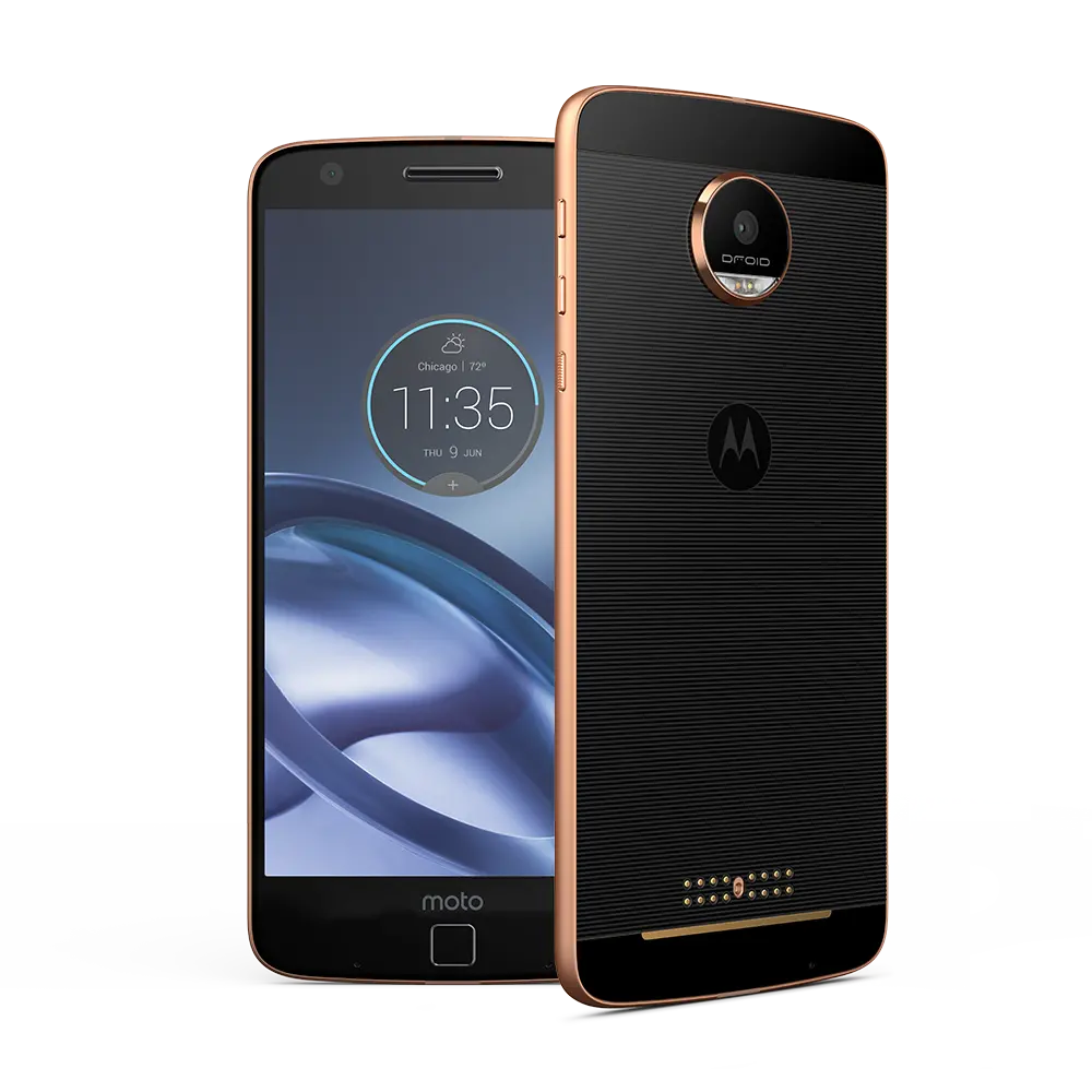 Điện thoại Moto Z nhìn từ mặt trước và mặt sau