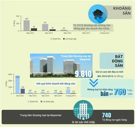 Đồ họa mảng khoáng sản và bất động sản của HAGL, trung tâm thương mại Myanmar