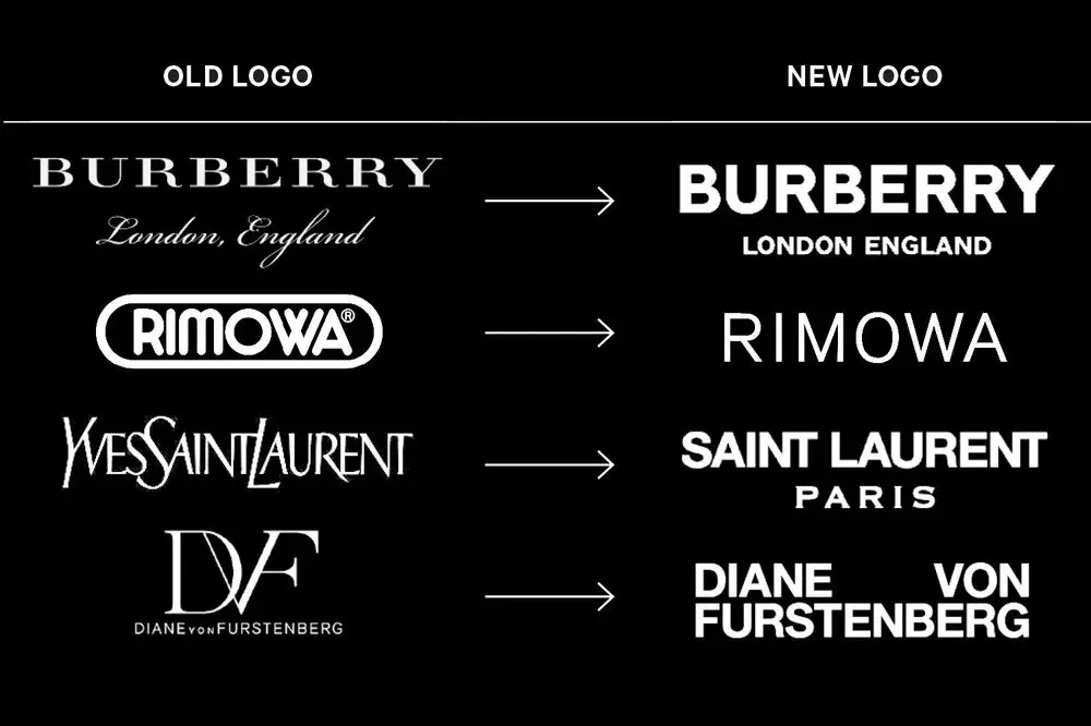 Logo cũ và mới của Burberry, Rimowa, Saint Laurent, Diane von Furstenberg