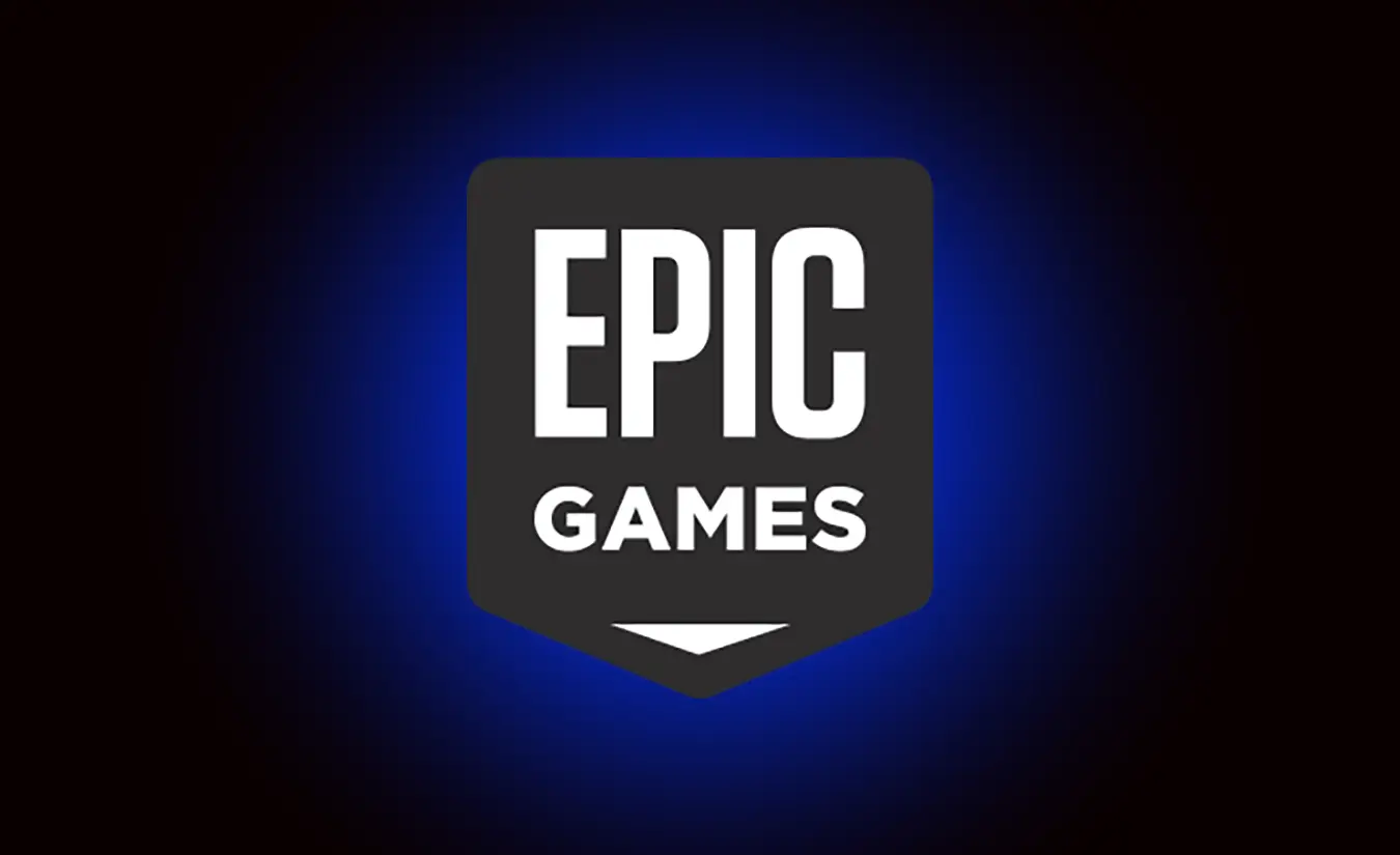 Logo Epic Games trên nền xanh đen