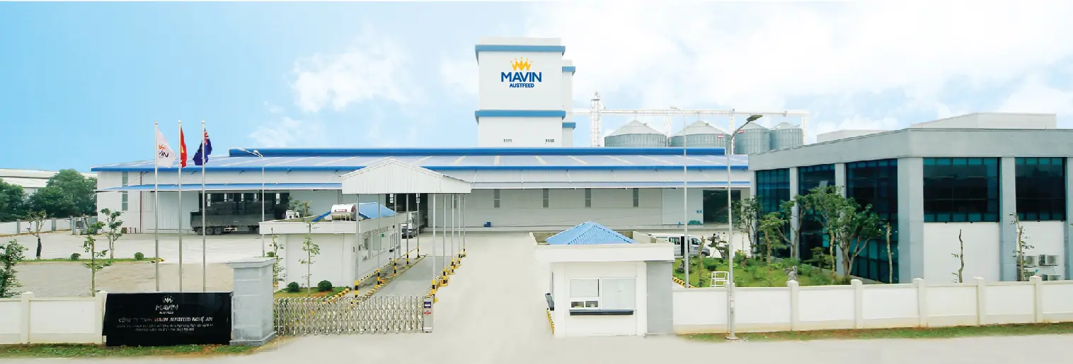 Toàn cảnh nhà máy của Tập đoàn Mavin với tháp silo mang logo Mavin