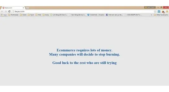 Trang Beyeu.com với lời nhắn để lại trước khi đóng cửa